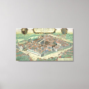 Karta av Leipzig, från "Civitates Orbis Terrarum" Canvastryck