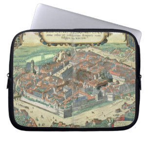 Karta av Leipzig, från "Civitates Orbis Terrarum" Laptop Sleeve