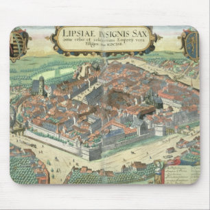 Karta av Leipzig, från "Civitates Orbis Terrarum" Musmatta