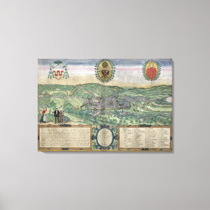 Karta av Liege, från "Civitates Orbis Terrarum" Canvastryck