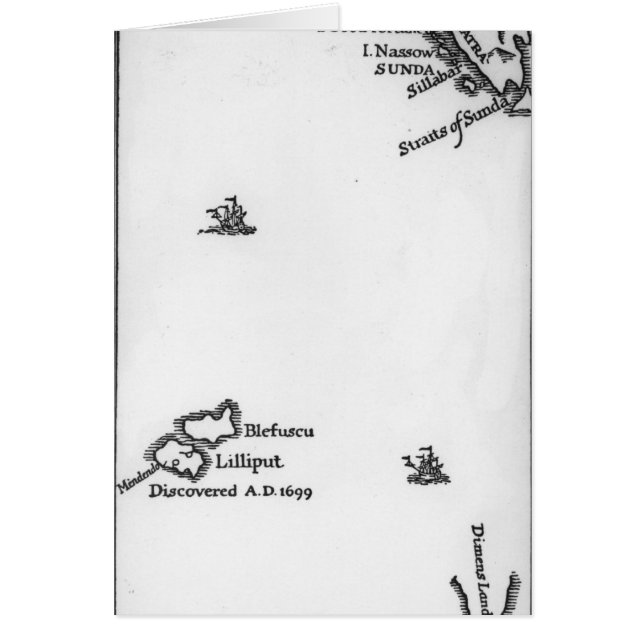 Karta av Lilliput och Blefuscu Hälsningskort (Framsidan)