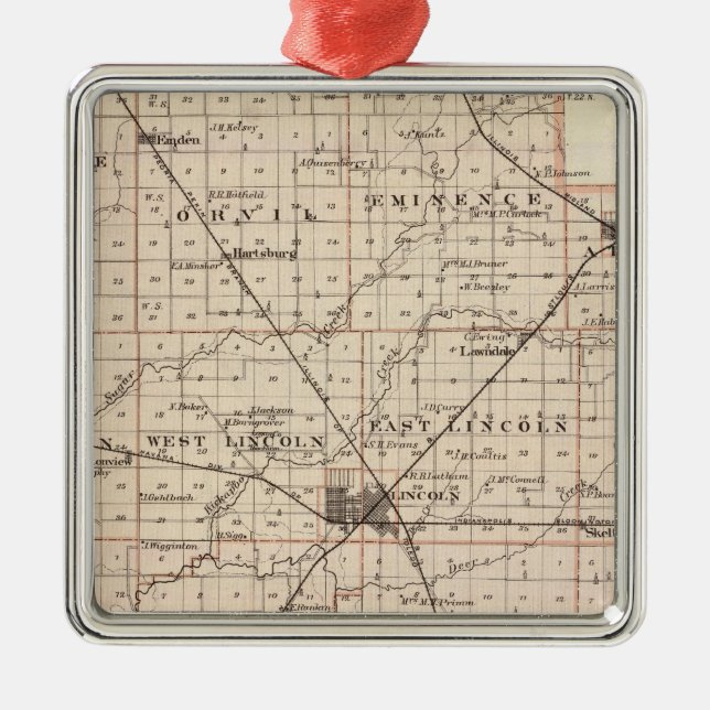 Karta av Logan County Julgransprydnad Metall (Framsidan)