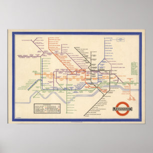 Karta av London underjordiska järnvägar Poster