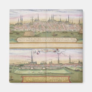 Karta av Lubeck och Hamburg, från 'Civitates Orbi Magnet