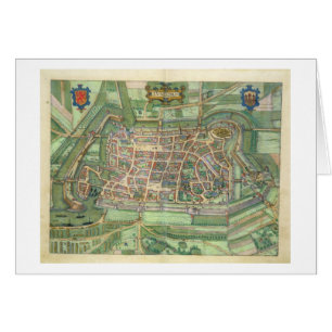 karta av Luneburg, från "Civitates Orbis Terrarum Hälsningskort