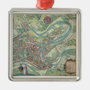 Karta av Luxembourg, från 'Civitates Orbis Julgransprydnad Metall