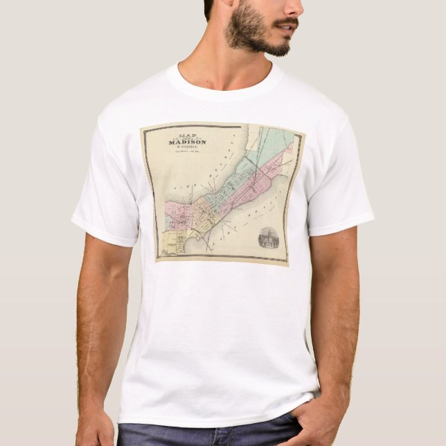 Karta av Madison, Wisconsin Tee (Framsida)