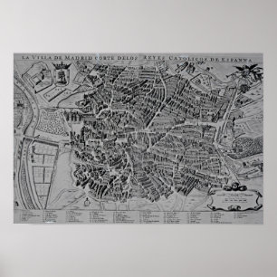 Karta av Madrid Poster