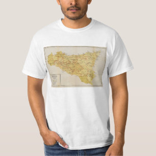 Karta av maffiaaktivitet i den Sicily italien 1900 T Shirt