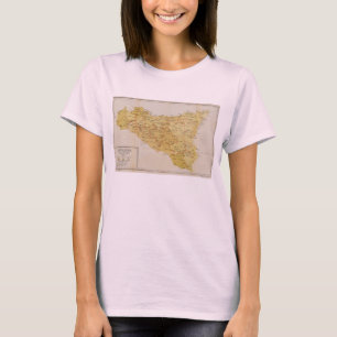 Karta av maffiaaktivitet i den Sicily italien 1900 T Shirt