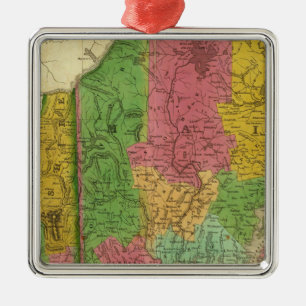 Karta av Maine, New Hampshire och Vermont Julgransprydnad Metall