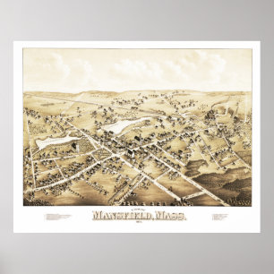 Karta av Mansfield, Massachusetts från 1879 Poster