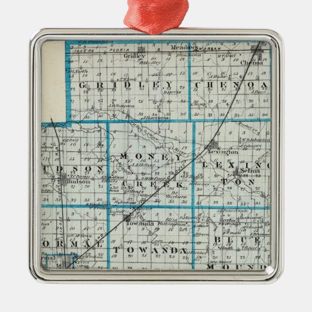 Karta av McLean County och Le Roy Julgransprydnad Metall (Framsidan)