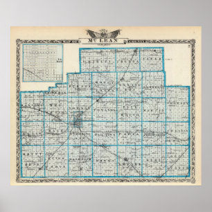 Karta av McLean County och Le Roy Poster