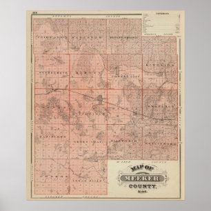 Karta av Meeker County, Minnesota Poster