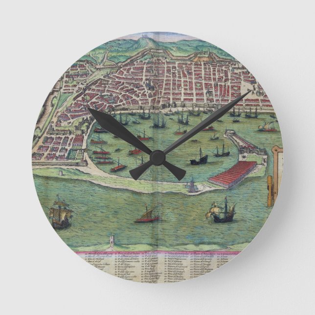 Karta av Messina, från "Civitates Orbis Terrarum" Rund Klocka (Framsida)