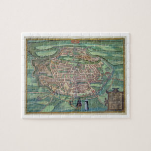 Karta av Metz, från "Civitates Orbis Terrarum" vi Pussel