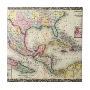 Karta av Mexico, Central America Kakelplatta