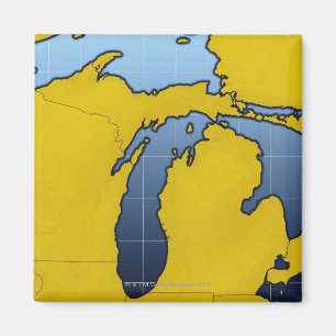Karta av Michigan 2 Magnet