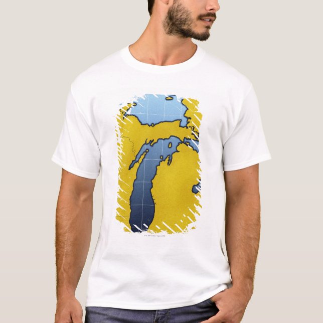 Karta av Michigan 2 T Shirt (Framsida)
