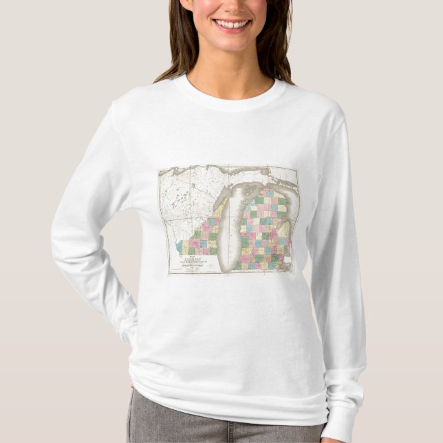 Karta av Michigan & del av det Wisconsin T-shirt (Framsida)