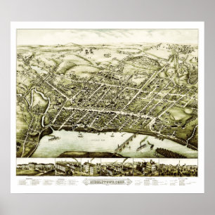 Karta av Middletown Connecticut från 1877 Poster