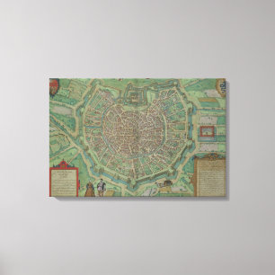 Karta av Milan, från "Civitates Orbis Terrarum" Canvastryck