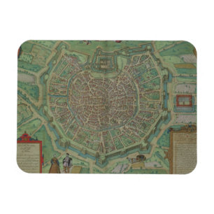 Karta av Milan, från "Civitates Orbis Terrarum" Magnet