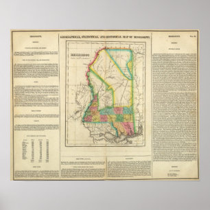 Karta av Mississippi Poster