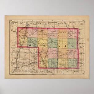 Karta av Montcalm County, Michigan Poster