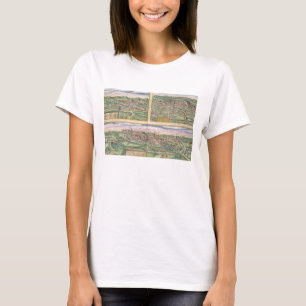 Karta av Montpellier, Tours och Poitiers, från T Shirt