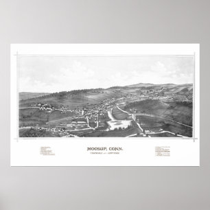 Karta av Moosup, CT från 1889 Poster