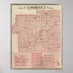 Karta av Morgan County med Mooresville Poster