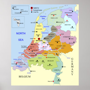 Karta av Nederländerna Poster