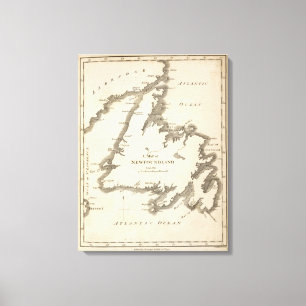Karta av Newfoundland Canvastryck