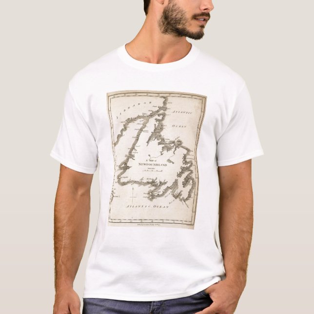 Karta av Newfoundland Tee Shirt (Framsida)