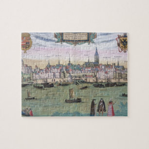 Karta av Nijmegen, från "Civitates Orbis Terrarum Pussel