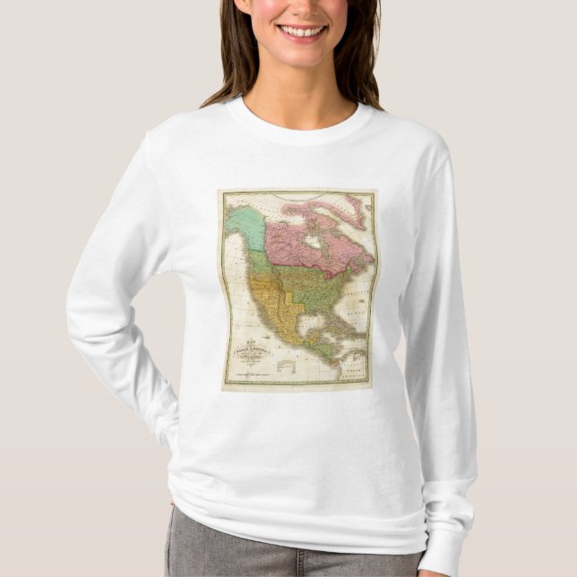 Karta av Nordamerika 3 T Shirt (Framsida)