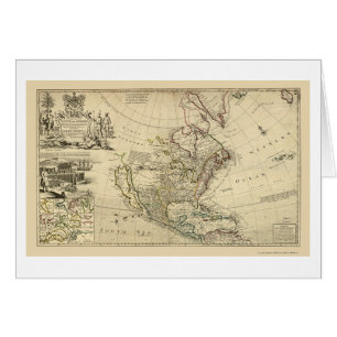 Karta av Nordamerika av den Herman mollen 1715 Hälsningskort