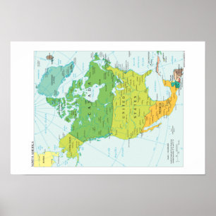 Karta av Nordamerika Poster