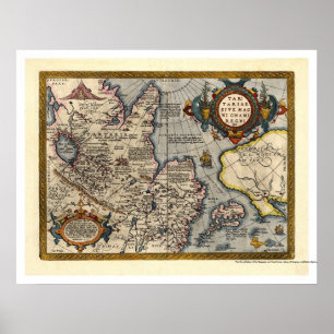 Karta av nordliga Asien av Abraham Ortelius 1603 Poster