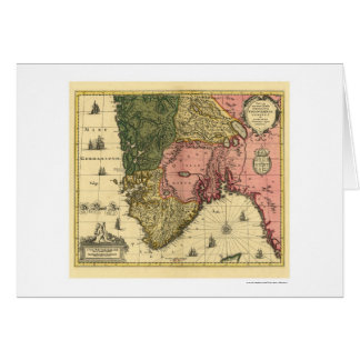 Karta av norgen vid Jan Jansson 1650 Hälsningskort