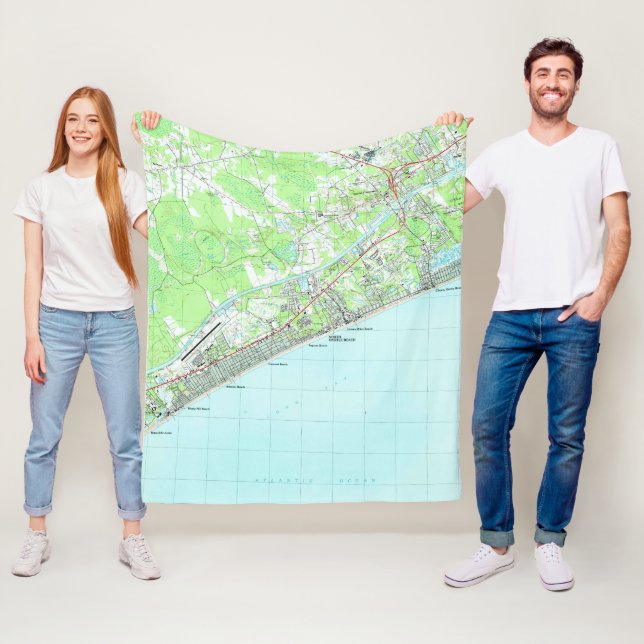 Karta av norr Myrtle Beach South Carolina (1990) Fleecefilt (På plats)