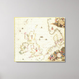 Karta av norrhavet, c.1675 canvastryck
