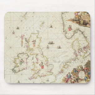 Karta av norrhavet, c.1675 musmatta