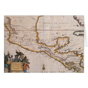 Karta av nya Spanien New Galicia & Guatemala, Hälsningskort