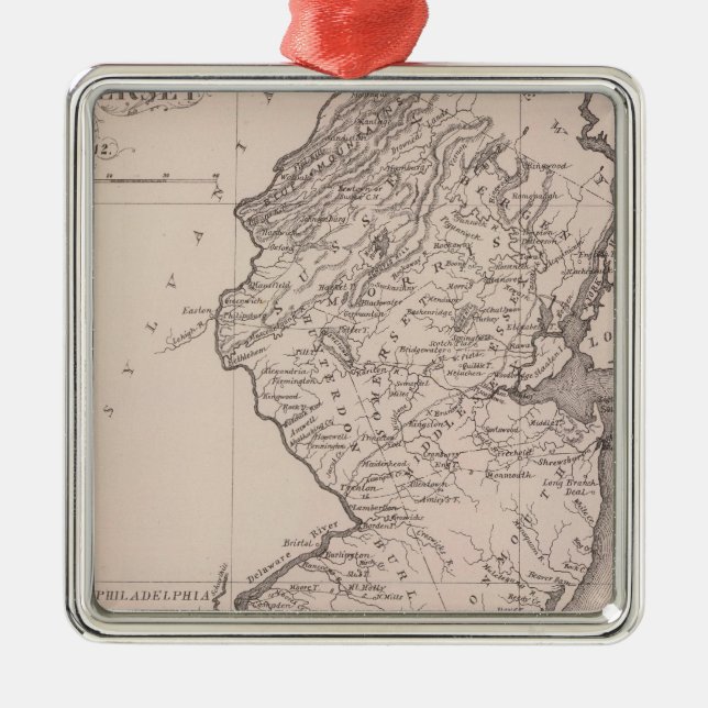 Karta av nytt - jersey, 1812 julgransprydnad metall (Framsidan)