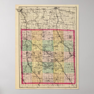 Karta av Oakland County, Michigan Poster