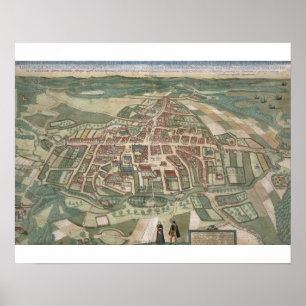 Karta av Odense, från "Civitates Orbis Terrarum" Poster