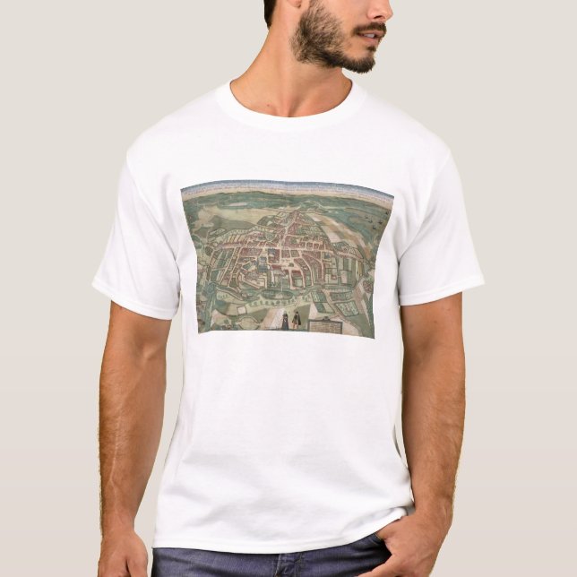 Karta av Odense, från "Civitates Orbis Terrarum" Tee Shirt (Framsida)